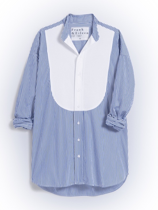 Frank & Eileen Tops - Frank & Eileen Victoria Italian Tuxedo Shirt Blue Stripe White Bib Medium